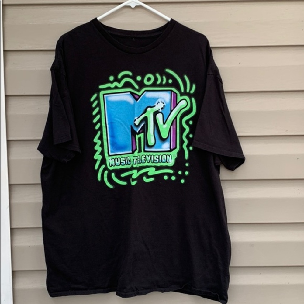 MTV mens black short sleeve air brush teeshirt